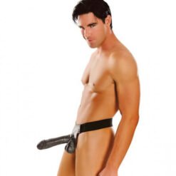 black silicone strap on dildo with harness
