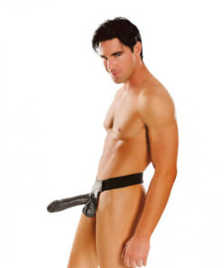 black silicone strap on dildo with harness