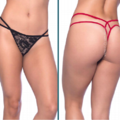 2 Lace Thong Panty-Red