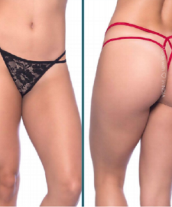 2 Lace Thong Panty-Red
