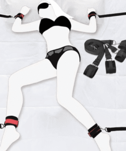 Alternative view of Bed Bondage Restraints Set for Couples with bed strap, handcuffs, ankle cuffs and eye mask