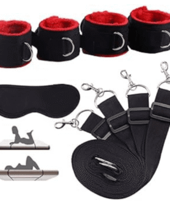 Bed Bondage Restraints Set for Couples with bed strap, handcuffs, ankle cuffs and eye mask