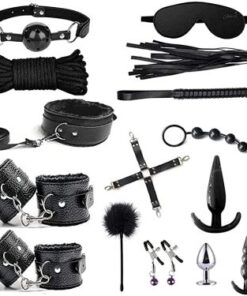Beginners BDSM Restraints 14 Pcs Bondage Kit - Black