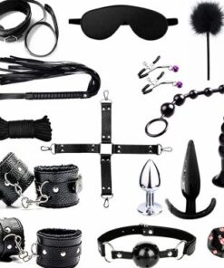 Black 14 Pieces BDSM Bondage Restraint Kit