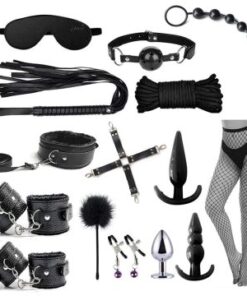 Black BDSM Restraints Sex Toys 15 Pcs Bondage Kit