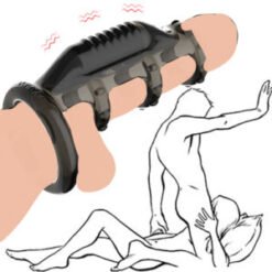 Black penis vibrating ring lasting enlarge stimulating massager