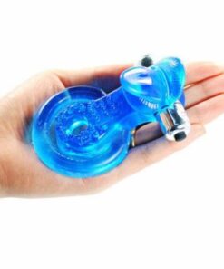 Mouth Tongue Vibrating Cock Ring in Blue Color
