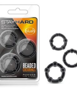 Silicone Delay Ejaculation Sex Toy Black Beaded Cock Ring For Men