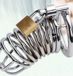 Silver Male Chastity Lock Stainless Steel CB Metal Penis Restraint Steel Cage