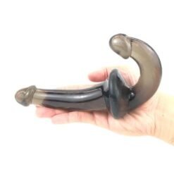 strapless-black-jelly-dildo-double-ended-anal-vagina-lesbian-sex-fun-toy