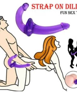 Strapless Purple Jelly Dildo Double Ended Anal Vagina Lesbian Sex Fun Toy