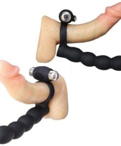 Strapon cock ring and clitoral vibrator with Double Penetration dildo (anal or vaginal)