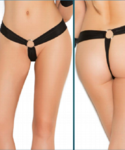 Thong Panty With Rings-Black